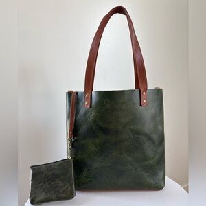 Saint Crispin Leatherworks Green Leather Tote Bag Purse And Wallet